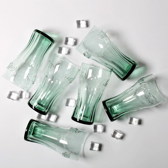 Set Of 6 Georgia Green Vintage Classic Shape Coca-Cola Glasses 0.5L / 1980s – Glass & Decanter (photo 2 of 5)