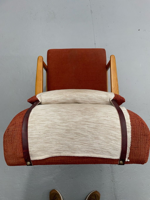 Scandinavian Beech Reclining Armchair, Sweden, 1950s