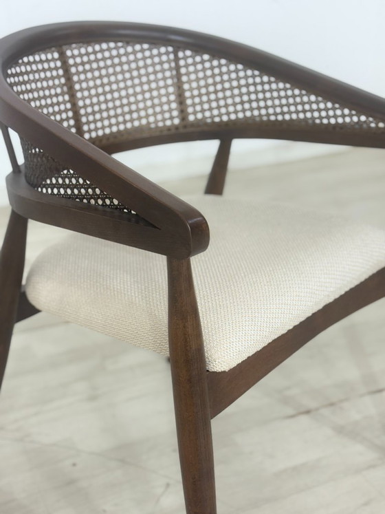 Retro vintage armchair with wickerwork / chair / living room chair / retro armchair – Dining chairs, Wood (photo 3 of 7)