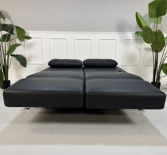 Image 1 of Divano Brühl Moule in pelle nero-blu, pezzo da esposizione