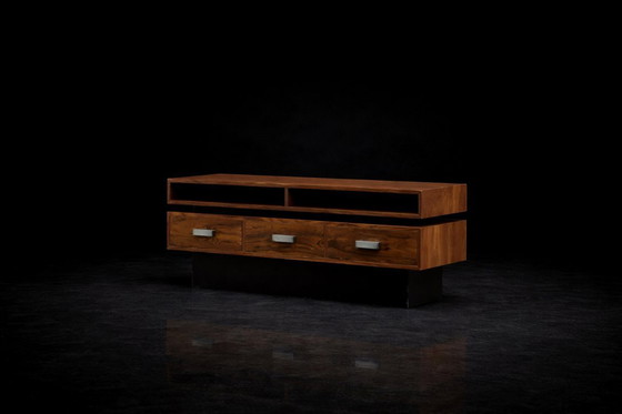 Image 1 of Vintage Mid-Century Scandinavian Modern Ambassador Console with Mirror from Fröseke Nybrofabriken Ab, 1970s, Set of 2