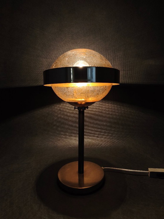Image 1 of 1970s Space Age Table Lamp Brass Glass Kamenický Šenov