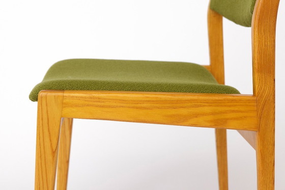 Image 1 of Vintage Scandinavian Oak Chair, 1970s, Norwegian Design, Newly Upholstered Green Fabric, Mid-Century Wooden Dining Chair