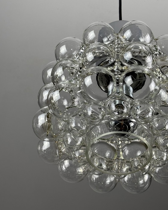 Image 1 of Années 1960, Helena Tynell pour Limburg, Lampe vintage du milieu du siècle, Verre à bulles, Suspension, Allemagne, Minimalisme, 