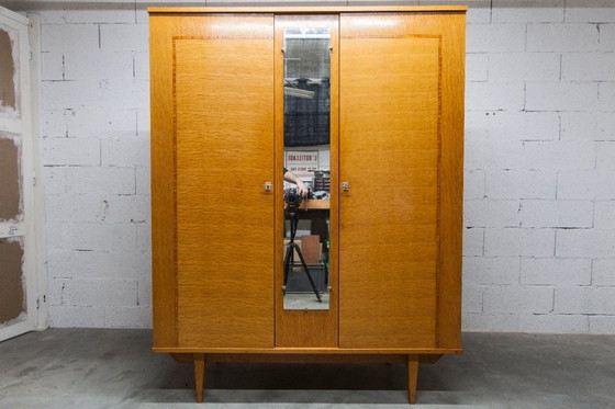 Image 1 of 1970s Scandinavian wardrobe with hanging space, shelf, mirror, 21x126cm, 2 doors
