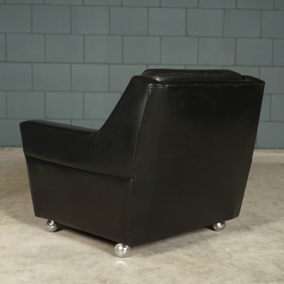 Image 1 of Fauteuil en cuir vintage - noir - années 1970