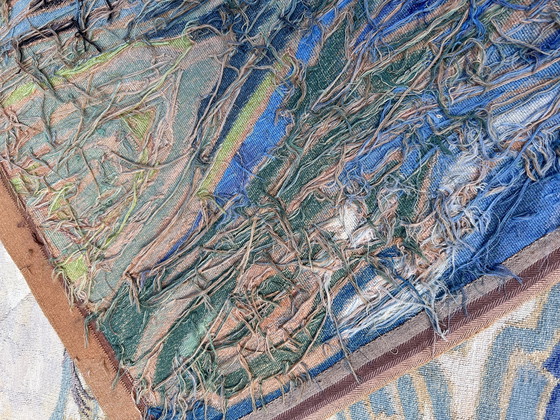 Image 1 of Monumental Art Deco Tapestry - Seagulls at Dukdalf - ca. 1930 - Handcrafted with Monogram.