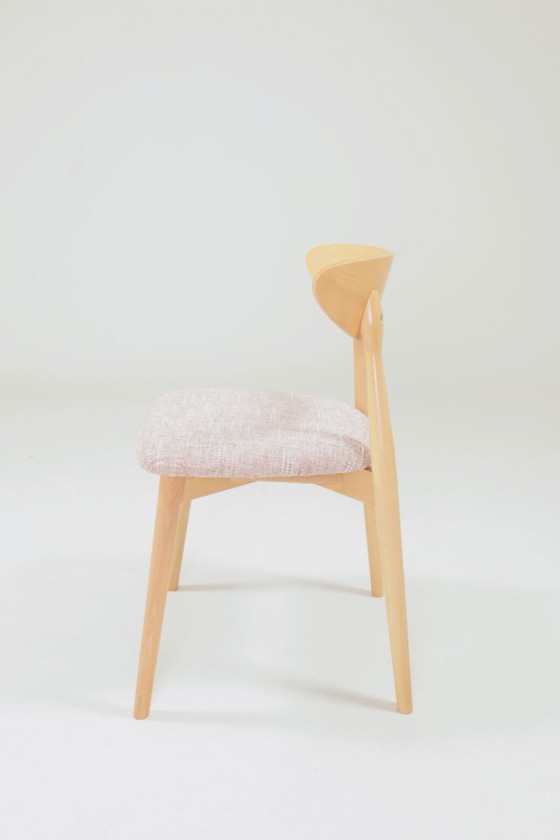 Image 1 of Rose clair Lot de 6 chaises de salle à manger design scandinave en bois naturel