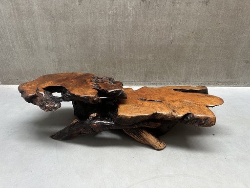 Vintage XL brutalist wabi-sabi coffee table