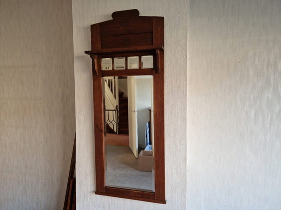 Image 1 of vintage eikenhouten spiegel
