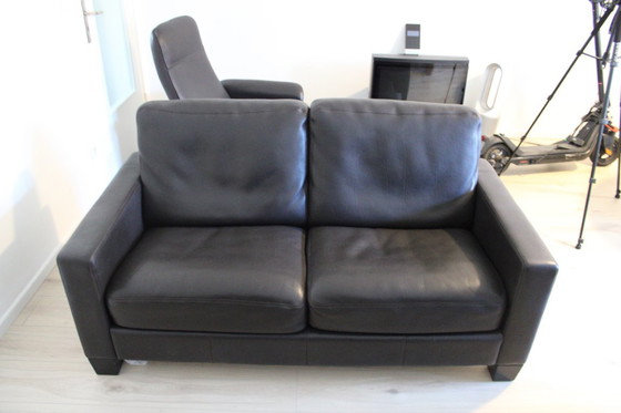 Image 1 of 1970s De Sede Lounge Set: DS-17 2-Seater & DS-55 Armchair with Ottoman
