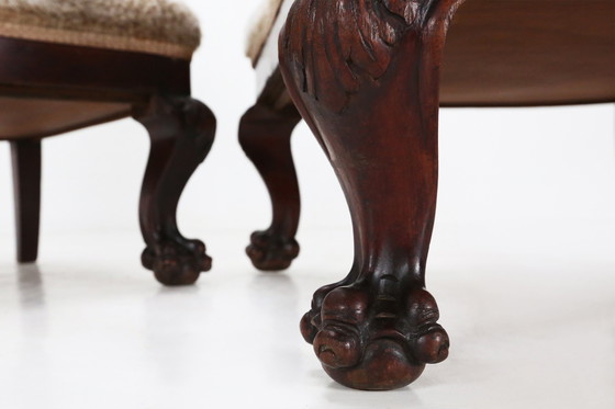 Image 1 of Ensemble de fauteuils Empire en bois d'acajou massif et peau de mouton, France 1820s