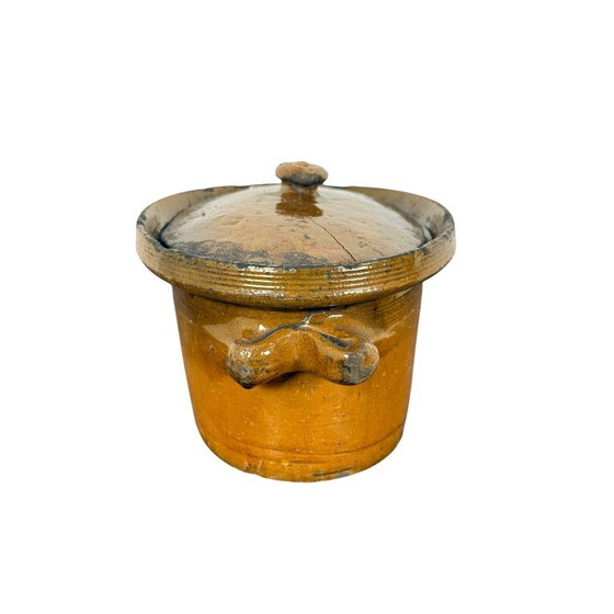 Casseruola antica francese in terracotta con coperchio, Accessori da cucina, Ceramica, Marrone, Vintage (foto 2 di 12)