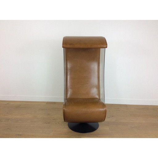 Sedia girevole in vetro vintage, 1970