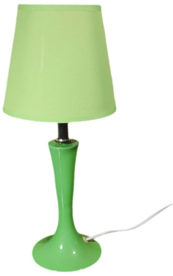 2 Apple green metal bedside lamps, in the style of Laurel, 10x35cm – Table lamps, Textile (photo 5 of 10)