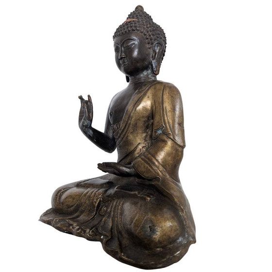 Buda chino sentado con rastros de dorado y marca de laca estampada, lote 190 – Esculturas, Bronze (photo 8 of 15)
