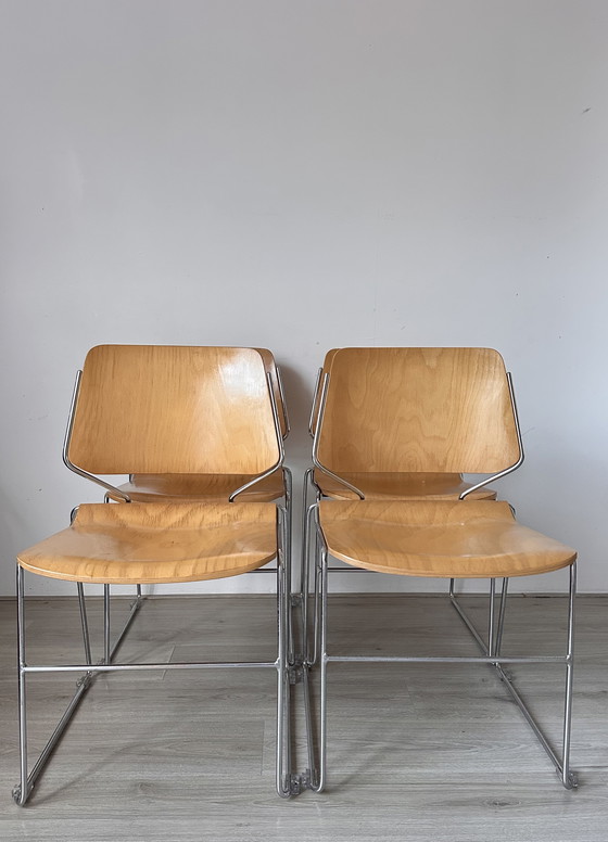 Image 1 of 6x Matrix Krueger houten design stoelen