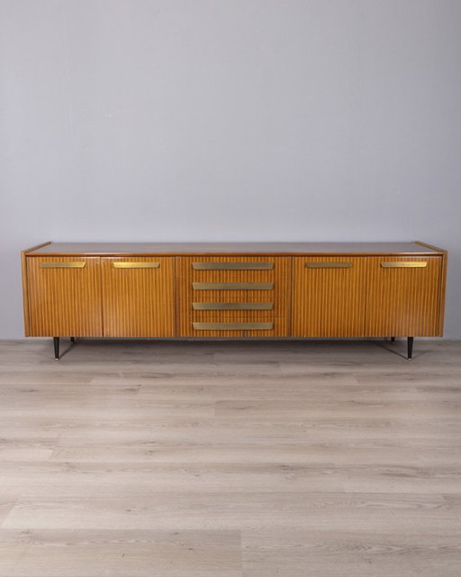 Buffet vintage des années 50 en bois et laiton doré, design italien