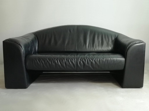 Original WALTER KNOLL COLLECTION exclusive leather sofa, premium leather, black