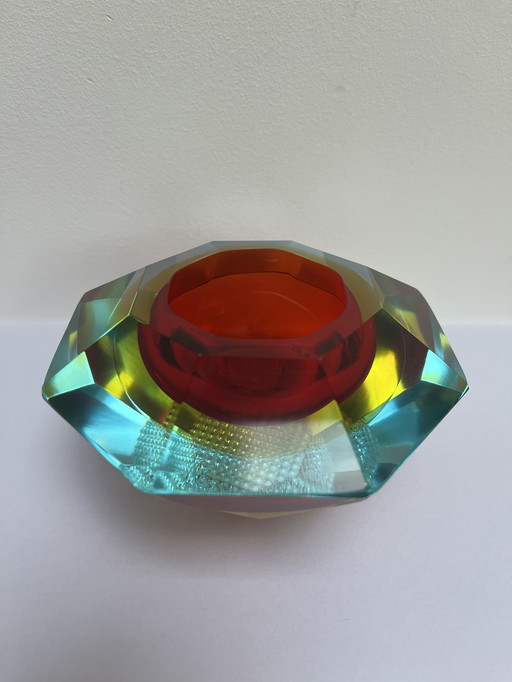 Vintage Sommerso Murano glass ashtray circa 1960
