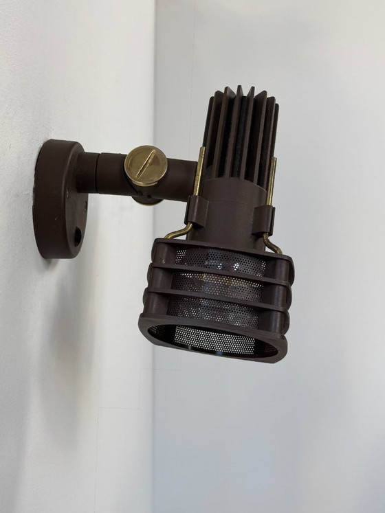 Image 1 of Applique orientable vintage ABS marron et laiton, France, 1970