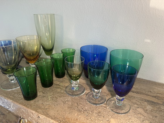 Vintage Gekleurd Dun Glaswerk: Diverse Soorten Glaasjes – Glazen & Karaffen (photo 3 of 5)
