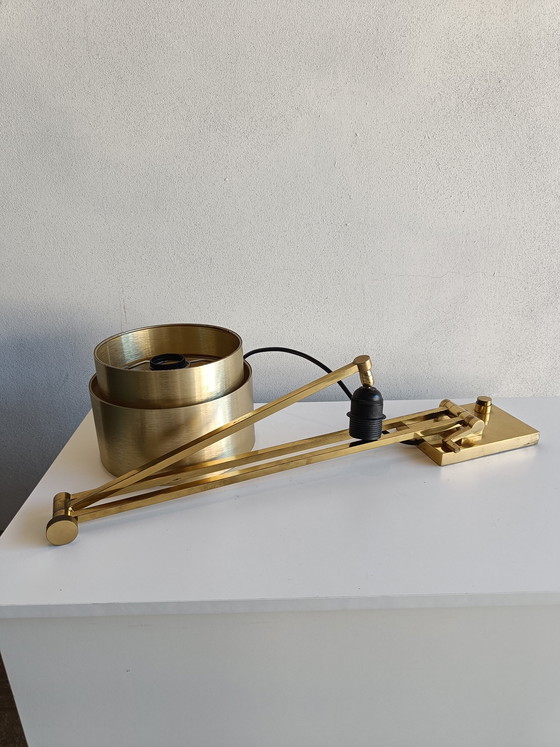 Image 1 of Large adjustable solid brass table lamp, Italy 1970s/80s, MD signed