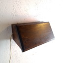Vintage brutalist dark brown wood Wall light 70s
