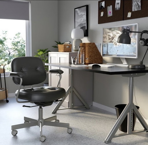 Office chair IKEA ALEFJÄLL - leather Black