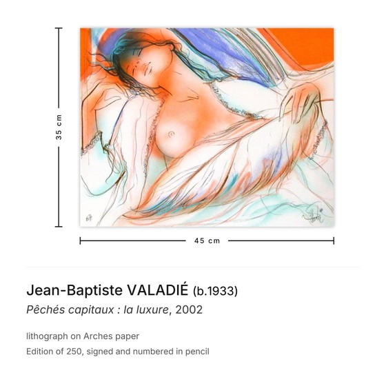 Jean-Baptiste Valadié, signierte Lithografie „Todsünden: Lust“, 2002 – Lithographien & Drucke, Paper (photo 3 of 5)