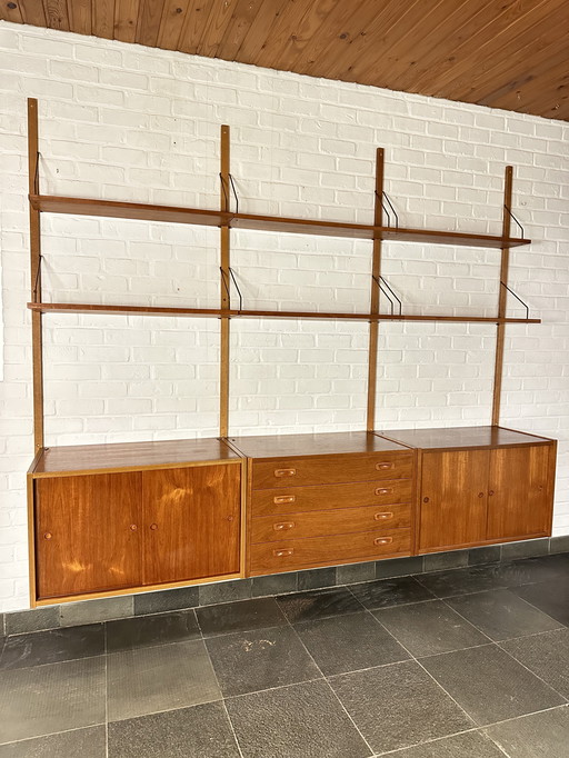 Teak wall unit, Preben Sørensen, PS system, Randers, Denmark, 60s