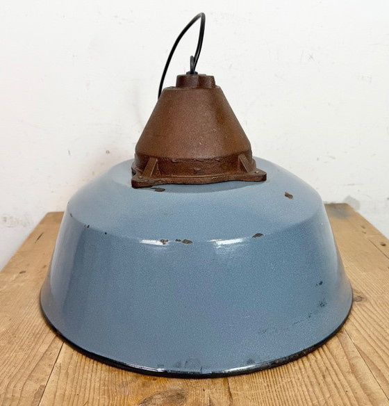 Image 1 of Industrial Grey Enamel and Cast Iron Pendant Light, 1960s