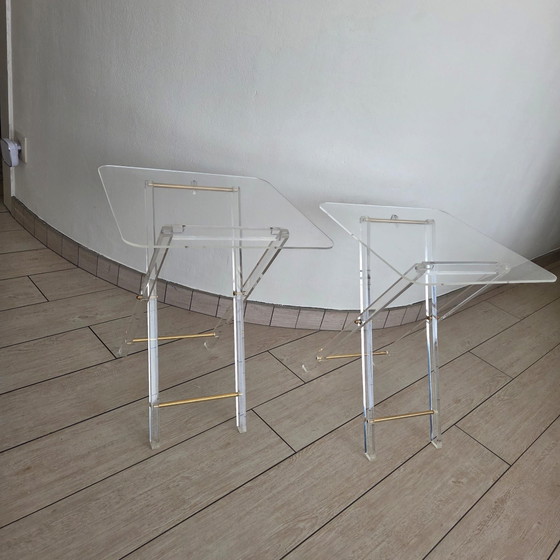 Tavolini vintage in plexiglas, Ottone, Trasparente (foto 13 di 15)