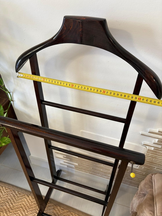 Image 1 of Mid century rustic Valet stand vintage appendiabiti dress rack wooden clothes design dressboy italian organizer servomuto gentle