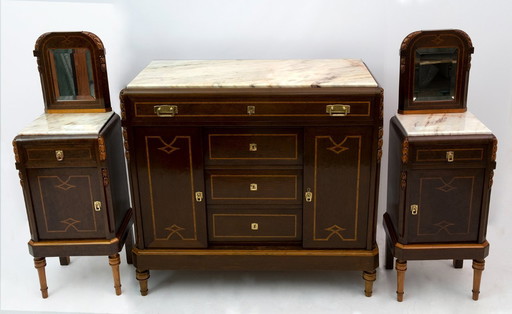 Liberty Italian Thuja Briar and Pink Portugal Marble Twobedside Tables and Chest