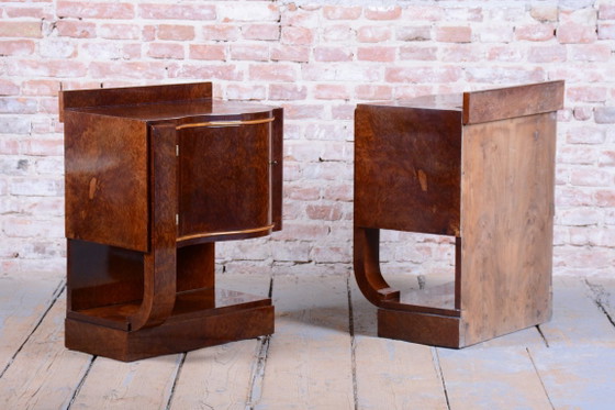 Par de mesitas de noche Art Déco restauradas, de madera de haya, de estilo polaco recuperado, Francia, (photo 14 of 19)
