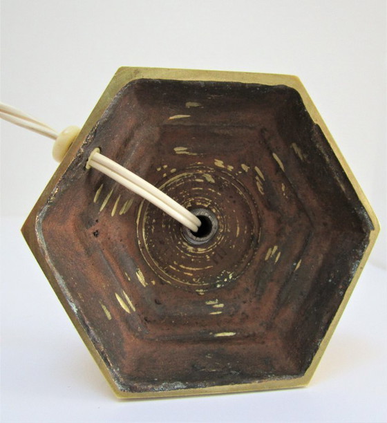 Image 1 of vintage opaline crystal bronze lamp