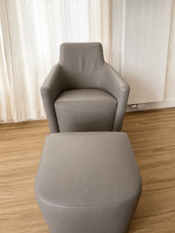 Leolux Ledersessel mit Original-Hocker – Senso Mist – Leather (photo 5 of 5)