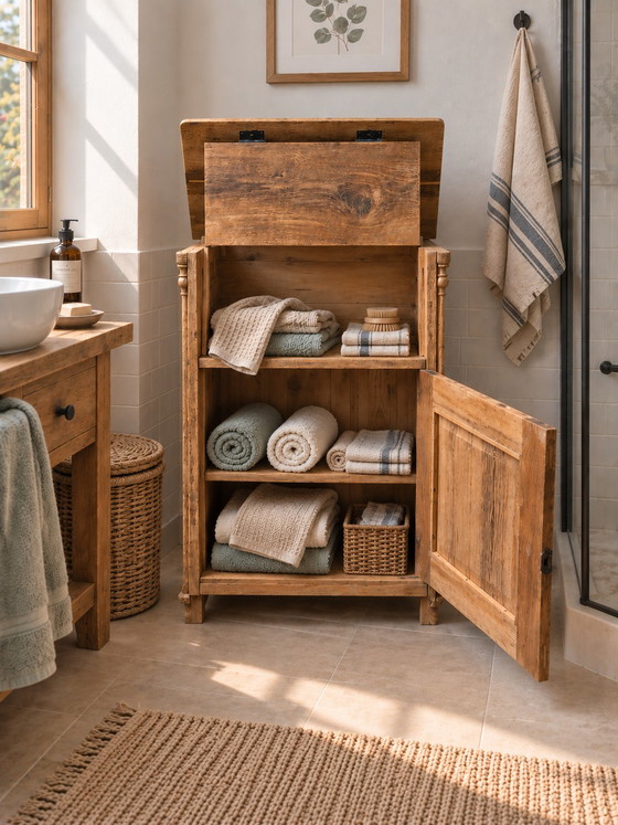 Antiker Eichen-Waschtischschrank – handrestauriert, Unikat – Schränke, Wood (photo 4 of 5)