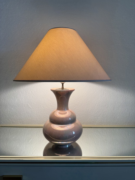 Image 1 of Charolles Irisée Roze Aardewerk Lamp jaren 80