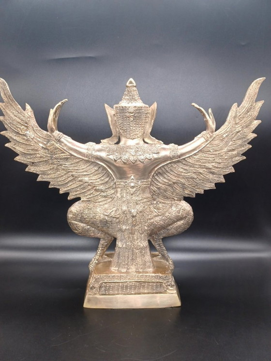 Image 1 of Grande Sculpture Divinité Oiseau GARUDA Asiatique en bronze doré 