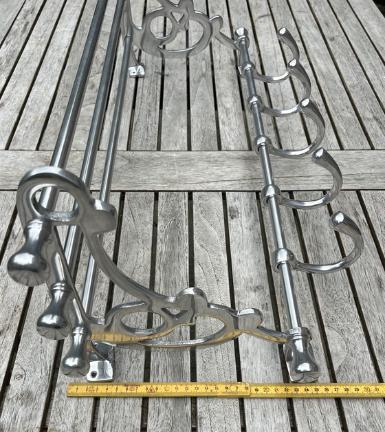 Image 1 of 🧥 Art Deco Garderobe | Verchromt | 5 verstellbare Haken