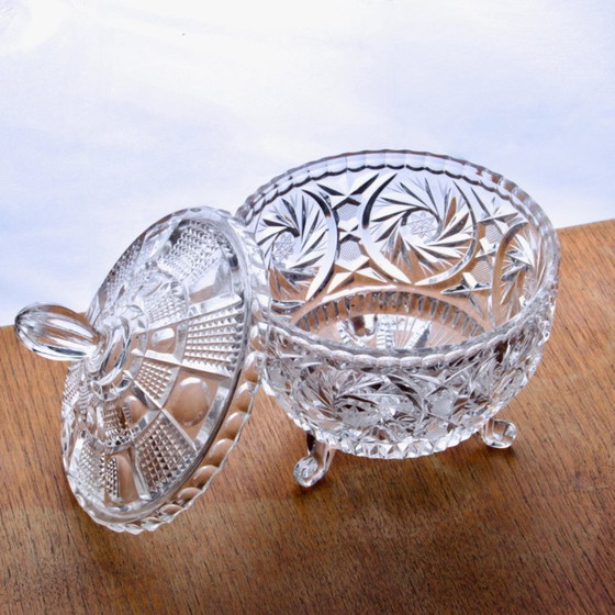 Image 1 of Grande antico piatto da dolciumi in cristallo della Belle Époque