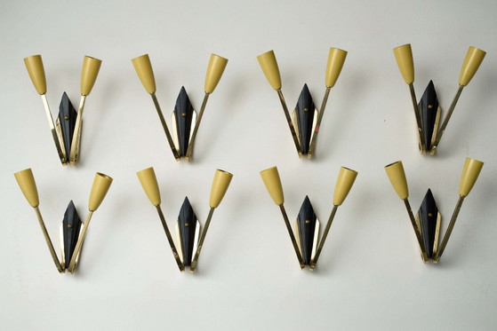 Geometric Brass and Black Wall Lamp, 1950s, Wall lights, Plastic, Mid Century Modern (photo 3 of 13)