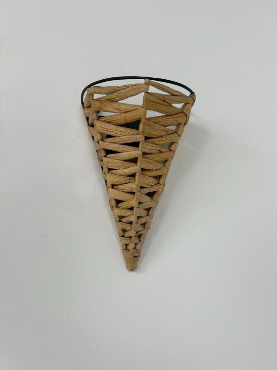 Image 1 of Paar antike Wandleuchten aus Bast, Frankreich, 1980