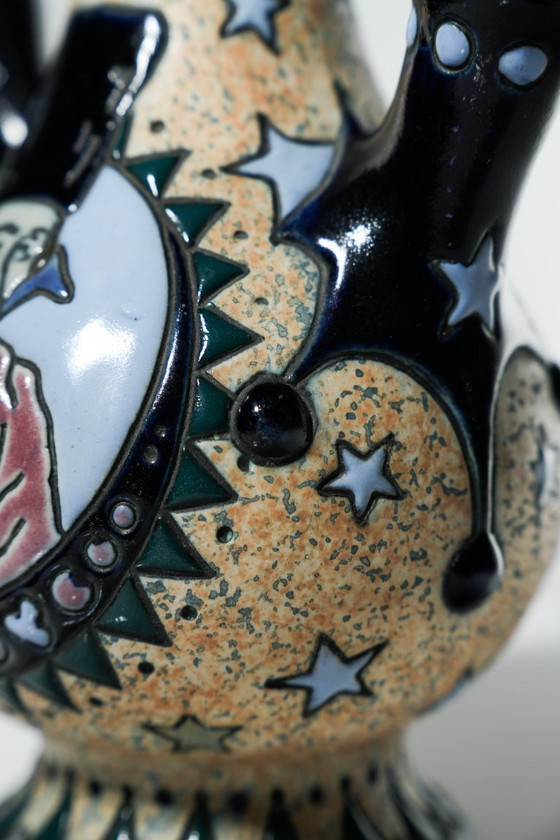 Antique Amphora Czechoslovakia Vase Dignitary Portrait Double Handles Art Deco – Ceramic (photo 12 of 16)