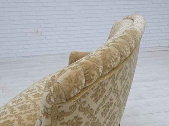 Image 1 of Sofá danés de dos plazas de los años 50, terciopelo verde/Honing Furniture