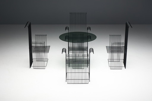 Modernistisches Gartenset aus Metalldraht, Frankreich, 1970er Jahre