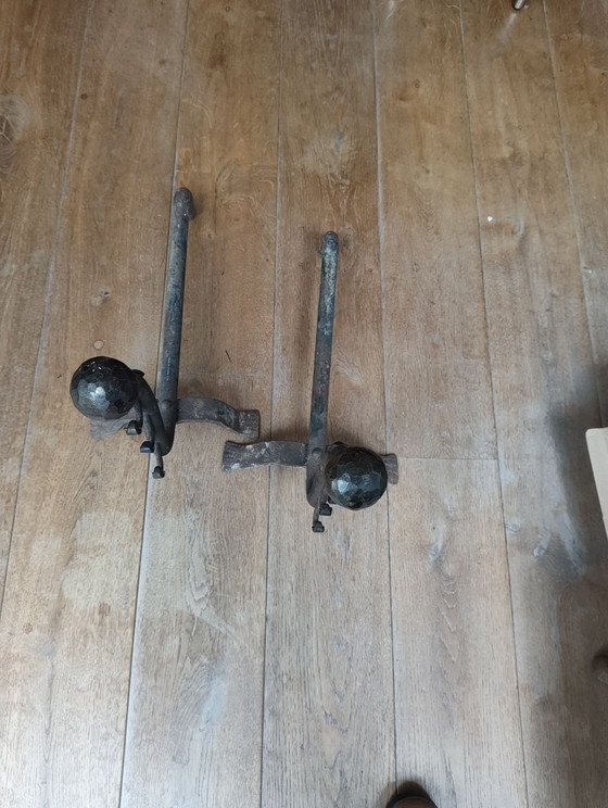 2 Morillos de Chimenea con Soportes para Asador – Objetos decorativos, Hierro (photo 5 of 5)