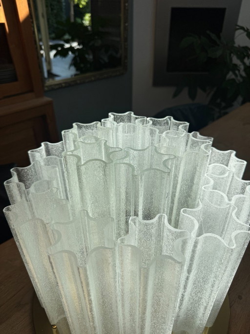 Lampada da soffitto a stella grande Glashütte Limburg in ottone e vetro satinato
